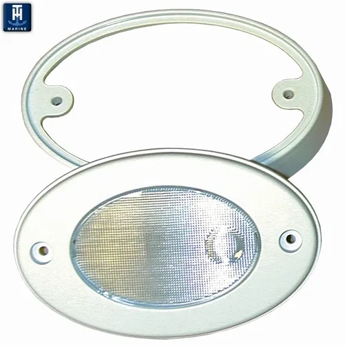 OCL-2K-DP – T-H MARINE Boat Deck Light, Recessed Mount 5 Watt 12 Volt White Incandescent Oval Clear Lens White Housin...